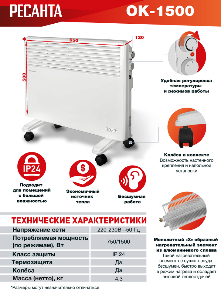 Конвектор РЕСАНТА ОК-1500 — изображение 10