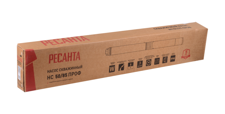 Скважинный насос Ресанта НС 50/85 Проф (d.75 mm, кабель 50 м) — изображение 6